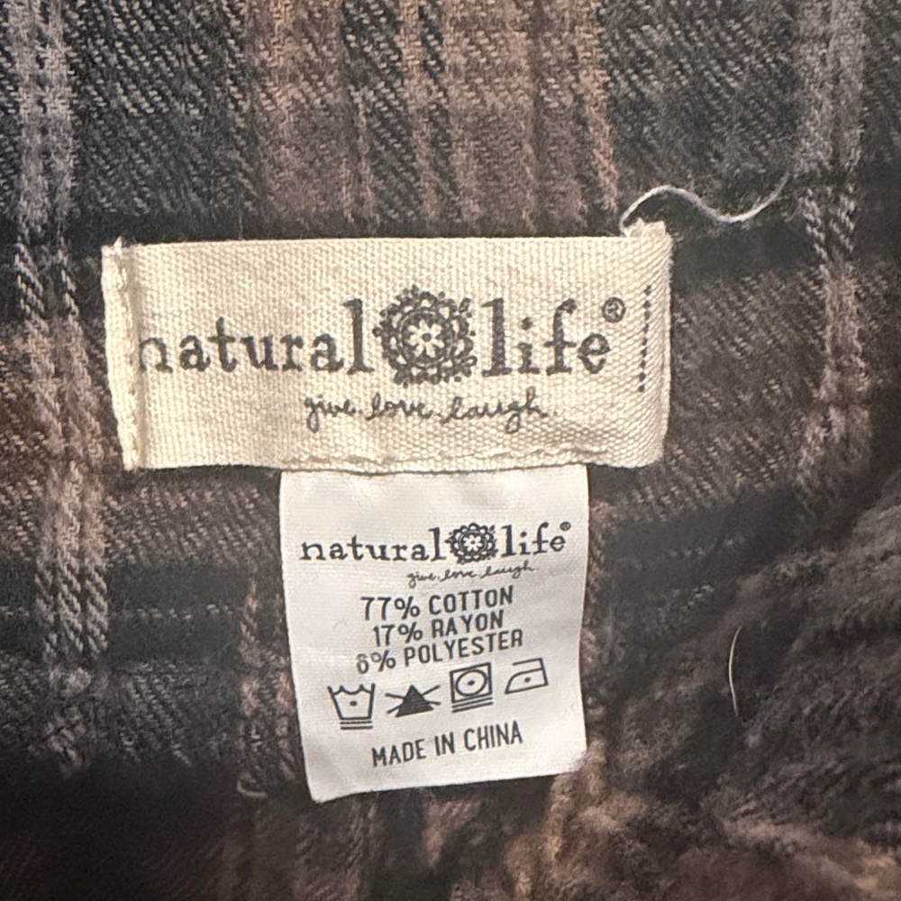 Natural Life Wide Leg Plaid Pants - Black and Brown - Picture 3 of 3